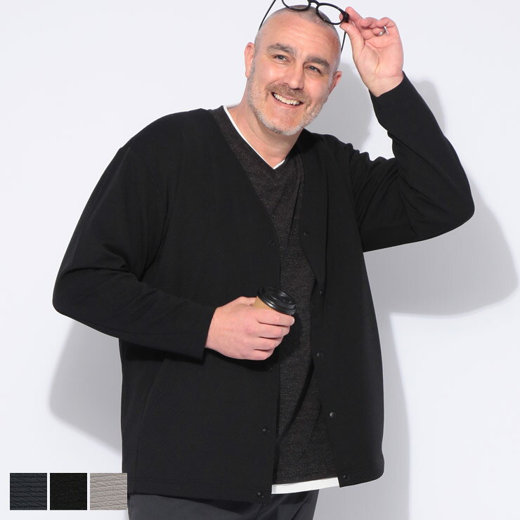 樂天商城 - B＆T CLUB (ビーアンドティークラブ) 快ラクWEAR DRYリップル 接触冷感 カーディガン 9752938 大きいサイズ メンズ トップス カーディガン 長袖 ボタン 涼しい イージーケア
