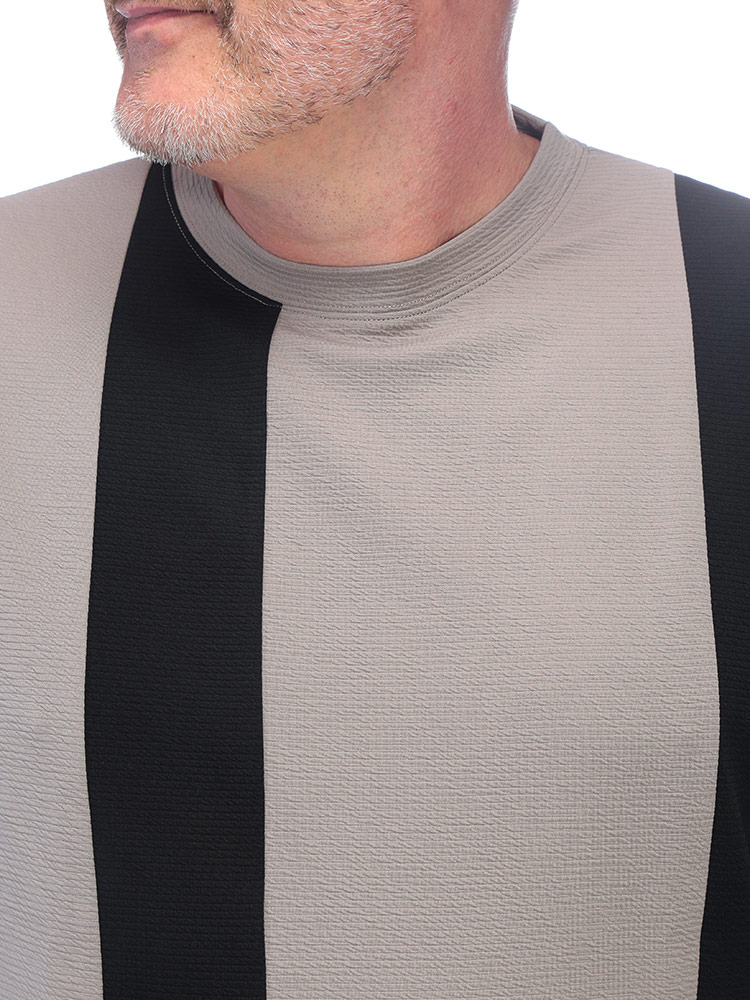 B＆T CLUB (ビーアンドティークラブ) 快ラクWEAR DRYリップル 接触冷感 縦切り替え クルーネック Tシャツ 9752939 大きいサイズ メンズ トップス Tシャツ 長袖 ロンT 涼しい イージーケア