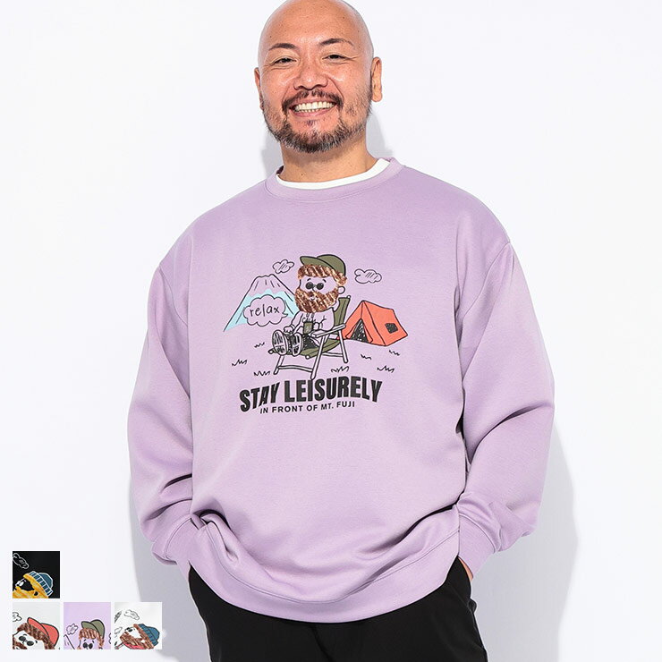 B＆T CLUB (ビーアンドティークラブ) オジーダンボールMIX サガラ刺繍 クルーネック トレーナー ZM2597241G 大きいサイズ メンズ トップス トレーナー プリント プルオーバー 秋 冬
