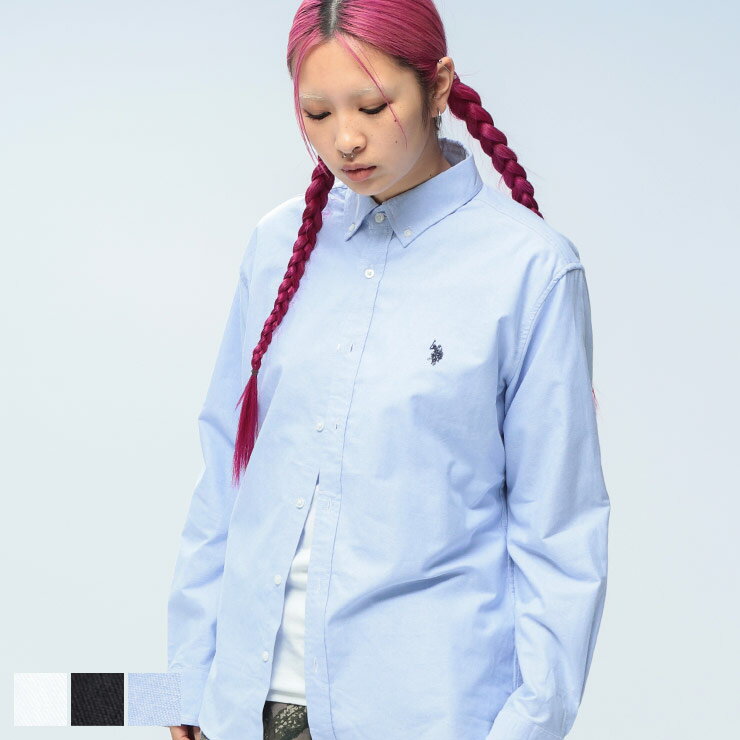 乐天商城 - U.S. POLO ASSN. ユーエスポロアッスン 綿100％ ワンポイント ボタンダウン 長袖 シャツ PLM53700 メンズ 男性 トップス シャツ コットン 無地
