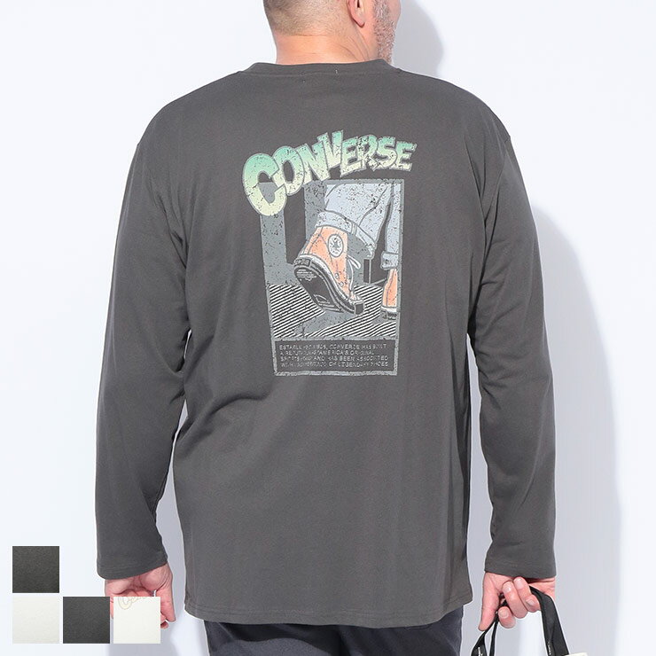 Other - CONVERSE (コンバース) バックプリント ピグメント クルーネック 長袖 Tシャツ 54602101 大きいサイズ メンズ トップス Tシャツ 長袖 ロンT インナー
