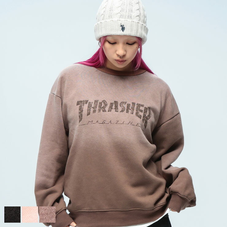 樂天商城 - THRASHER 裏起毛 フェード加工 クルーネック スウェット TH26AW10 メンズ 男性 トップス トレーナー プルオーバー プリント 秋 冬