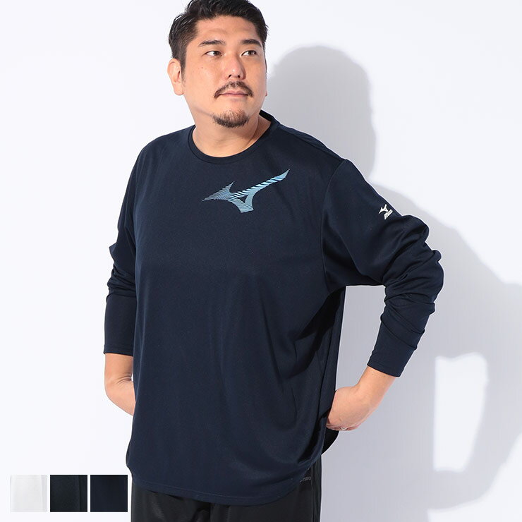 樂天商城 - MIZUNO (ミズノ) Pure Hyper ドライ ロゴプリント クルーネック 長袖 Tシャツ K2JACB42 大きいサイズ メンズ トップス Tシャツ ロンT 長袖 スポーツ トレーニング
