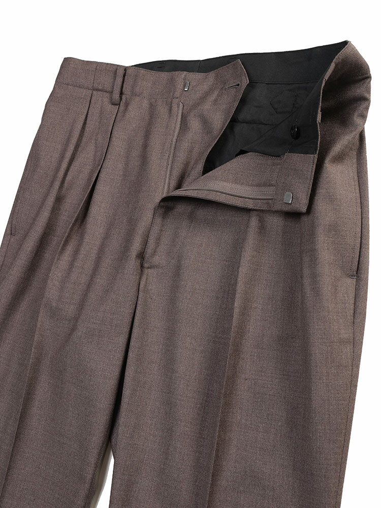 SARTORIA DEL GROSSO Luxs サキソニー 無地 両サイドベルト ツータック スラックス 711045（3枚目）