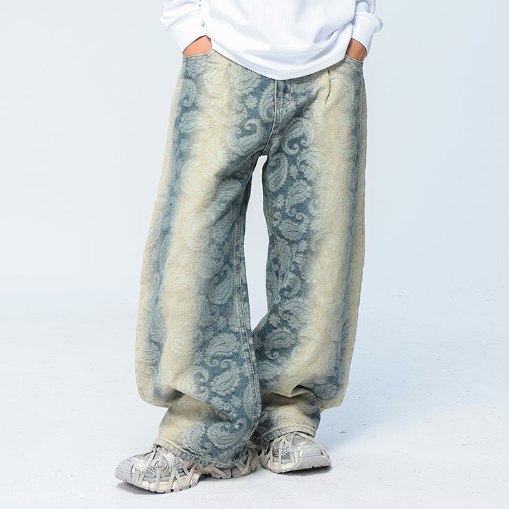 樂天商城 - WOODENDOLL (ウッディンドール) ペイズリージャカード デニム パンツ WD25AW010 メンズ 男性 ボトムス パンツ ジーンズ ジーパン 柄 ワイドパンツ