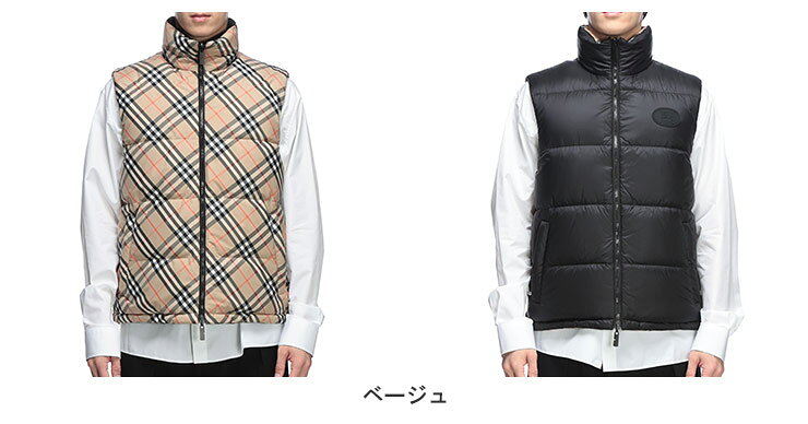 バーバリー ダウン ベスト メンズ BURBERRY ロゴ リバーシブル チェック 無地 ダウンベスト BB8110200 ブラ zenmall-10122211 ゼンオンライン楽天市場店 サンプル画像2
