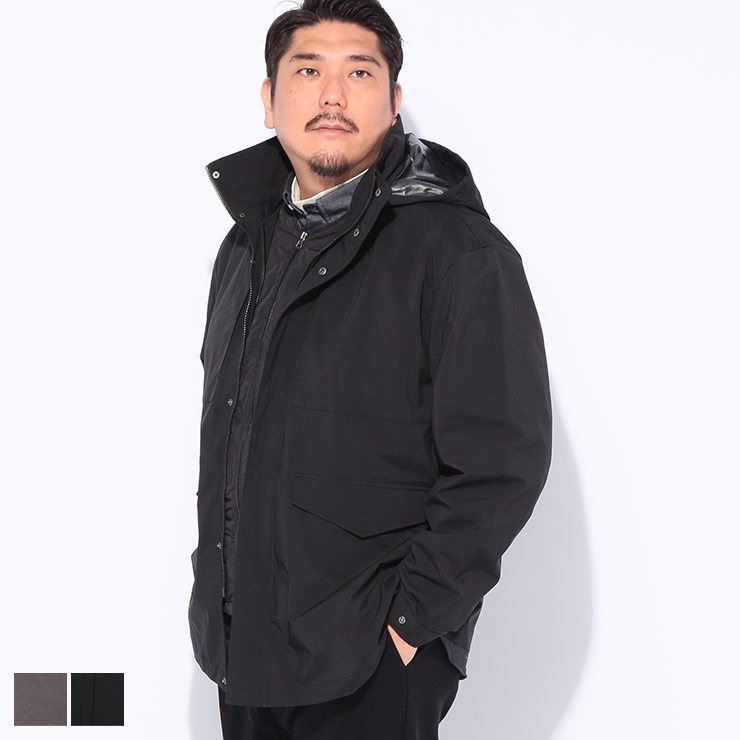 乐天商城 - B＆T CLUB (ビーアンドティークラブ) EVOL-TEX 3WAY 中綿ベストライナー フード収納 フルジップ ジャケット SZ25514 大きいサイズ メンズ アウター ジャケット ブルゾン フード 中綿ベスト アウトドア レジャー 秋 冬