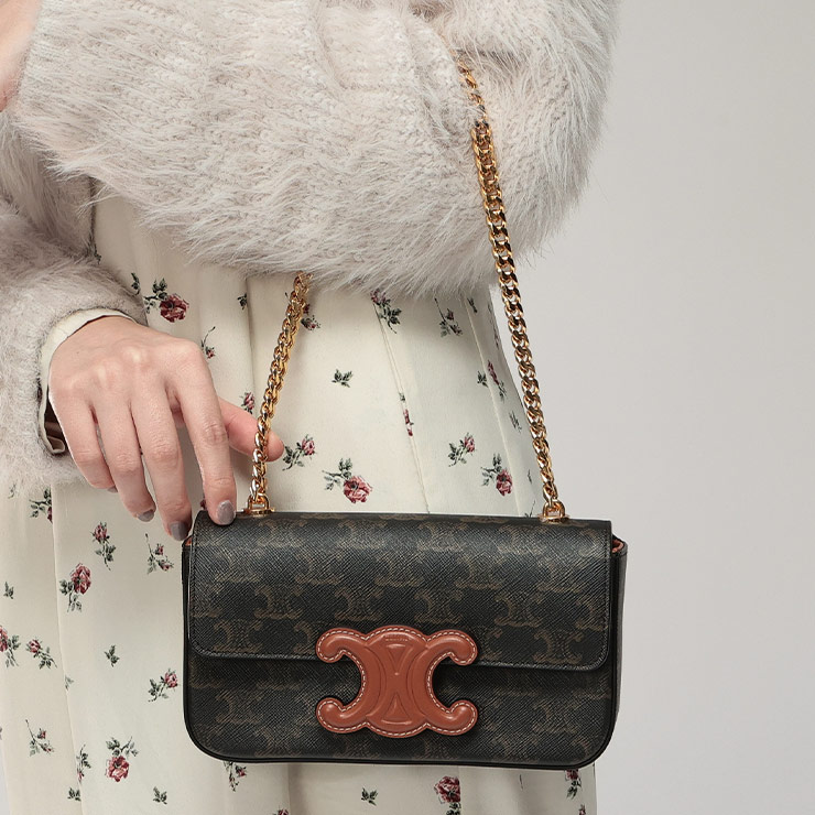 樂天商城 - セリーヌ バッグ レディース CELINE トリオンフキャンバス キュイル チェーン ハンドバッグ Cuir Triomphe CELL199242CUZ ブランド 鞄 ブラウン プレゼント ギフト sale_8_a
