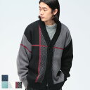 Cathy's Closet (キャシーズ クロセット) クロスチェック オーバー Vネック カーディガン 42706008 メンズ 男性 トップス カーディガ...