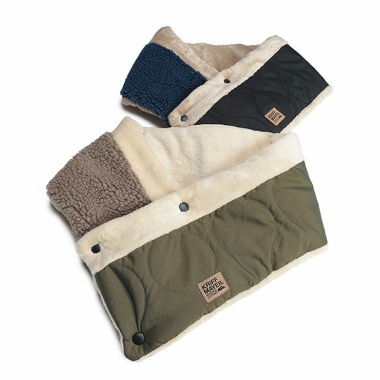 KRIFF MAYER (クリフメイヤー) マフラー N1343 大きいサイズ メンズ ボア キルティング 切り替え キングサイズ ネックウォーマー 起毛 防寒 秋 冬