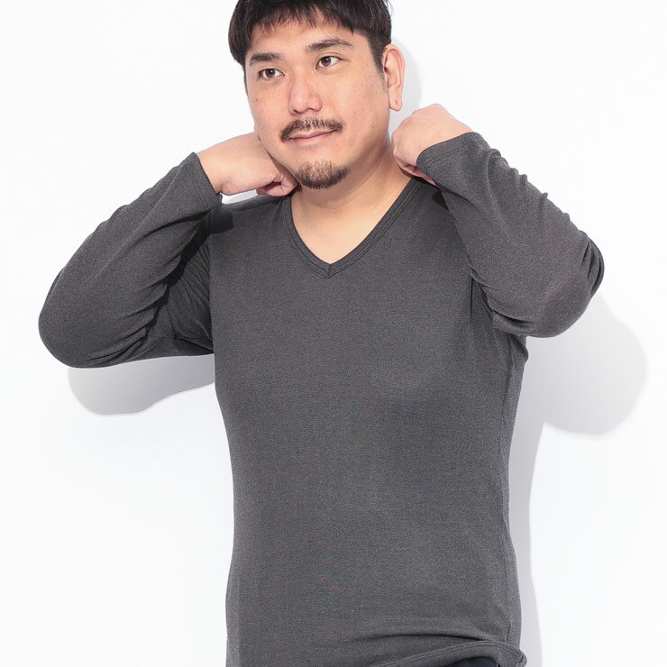HYBRIDBIZ (ハイブリッドビズ) ホカテック 長袖 Tシャツ 裏起毛 Vネック BTK4431LSZ 大きいサイズ キングサイズ メンズ 肌着 Tシャツ 遠赤発熱 裏起毛 長袖 Vネック