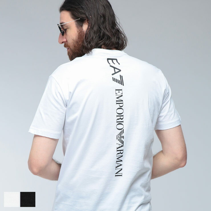乐天商城 - エンポリオアルマーニ Tシャツ メンズ EMPORIO ARMANI ロゴ バックロゴ クルーネック コットン 半袖 Tシャツ EA77M567AF10375 ブランド トップス ホワイト ブラック sale_1_a