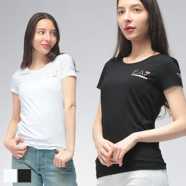 エンポリオアルマーニ Tシャツ レディース EMPORIO ARMANI ロゴ ゴールド クルーネック ストレッチ コットン 半袖 Tシャツ EA7L8NTT65TJDQZ ブランド トップス sale_8_a