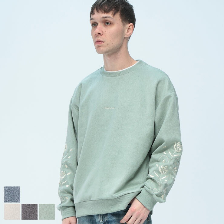 乐天商城 - NAIVE MAGIC (ナイーブマジック) 袖刺繍 ストレッチ スウェット トレーナー NM25AW16R メンズ 男性 トップス クルー トレーナー プルオーバー 長袖