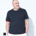 TOMMY HILFIGER (トミーヒルフィガー) フラッグカラーライン レギュラーフィット クルーネック 半袖 Tシャツ MW0MW38078D22 大きいサイズ メンズ トップス Tシャツ 半袖 Tee シンプル スポーツ インナー