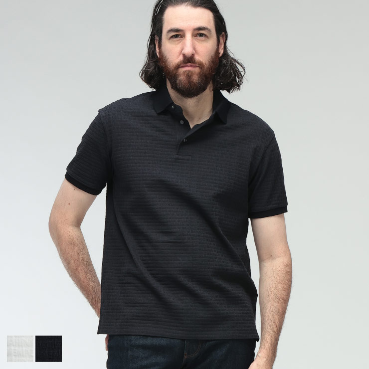 エンポリオアルマーニ ポロシャツ メンズ EMPORIO ARMANI 総ロゴ ジャガード 半袖 ポロシャツ EAM4595AF10762 ブランド トップス ホワイト ネイビー sale_1_d