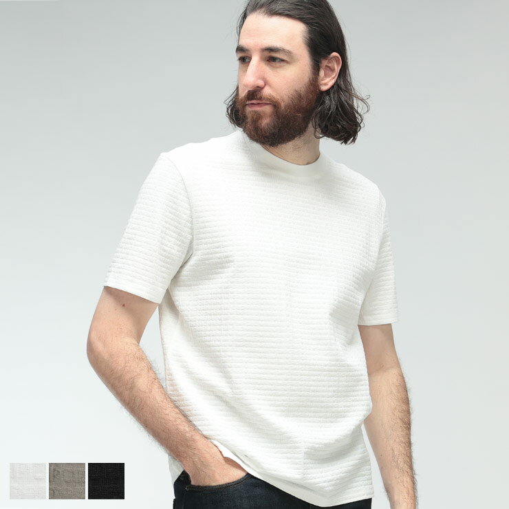 エンポリオアルマーニ Tシャツ メンズ EMPORIO ARMANI 総ロゴ ジャガード クルーネック 半袖 Tシャツ EAM4594AF10762 ブランド トップス ホワイト グレー ブラック