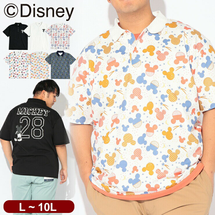 乐天商城 - Disney (ディズニー) ディズニー / ポロシャツ 半袖 メンズ 大きいサイズ 『ミッキー』 デザインポロシャツ 総柄 ナンバリング バックプリント サカゼン80周年記念 オリジナルデザイン 62605272 DISNEY Mickey デザイン プリントシャツ