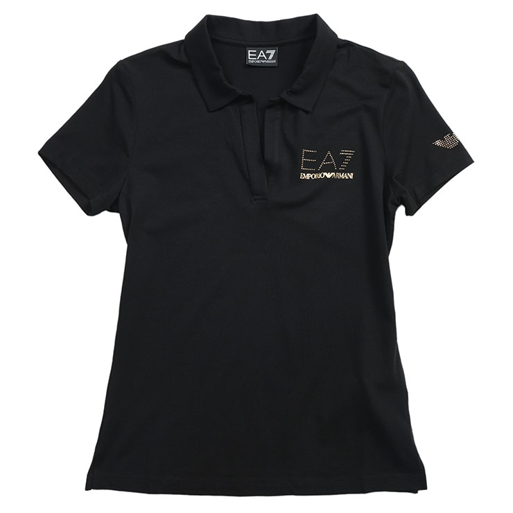 エンポリオアルマーニ レディース ポロシャツ 半袖 EMPORIO ARMANI 胸ロゴ スキッパー ポロシャツ EA7LW266AF12500 ブランド トップス ブラック sale_8_a