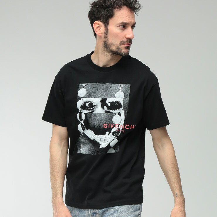 乐天商城 - ジバンシィ メンズ Tシャツ 半袖 GIVENCHY ロゴ フロントプリント クルーネック コットン カットソー GVBM71NK3YSW ブランド トップス ブラック sale_1_a