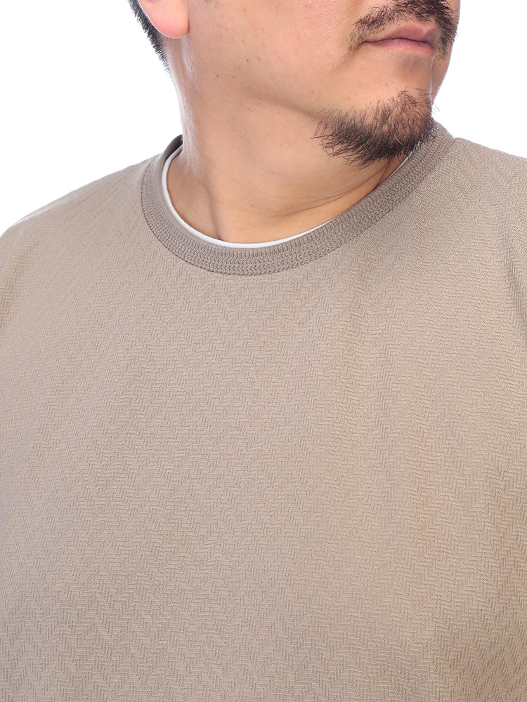 PLEGGI (プレッジ) Tシャツ 長袖 メンズ 大きいサイズ ジャガード クルーネック フェイクレイヤード 66130992 トップス ロング Tシャツ 春 夏