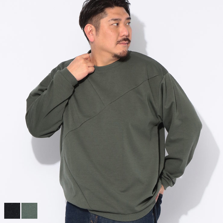 樂天商城 - PLEGGI (プレッジ) Tシャツ 長袖 メンズ 大きいサイズ 切替デザイン シルケット加工 クルーネック 66134572 トップス ロング Tシャツ 春 夏