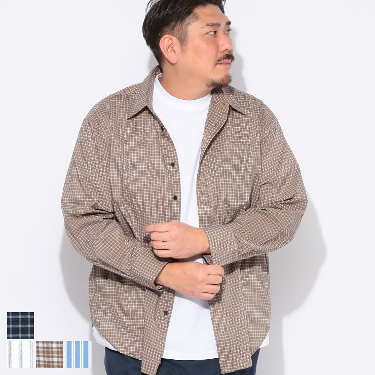 乐天商城 - B＆T CLUB (ビーアンドティークラブ) シャツ 長袖 メンズ 大きいサイズ チェック ストライプ ストレッチ 速乾 ノーアイロン SZ26007 トップス カジュアルシャツ 春 夏