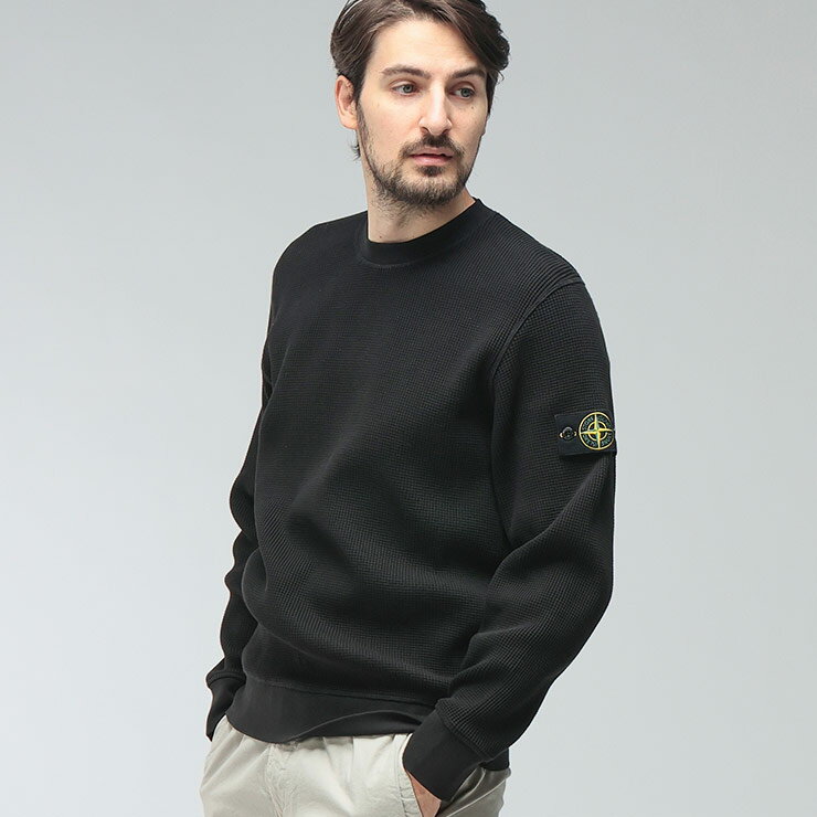 ストーンアイランド メンズ トレーナー 長袖 STONE ISLAND 袖ロゴ ワッフル クルーネック トレーナー SI6100056S0044 ブランド トッ...