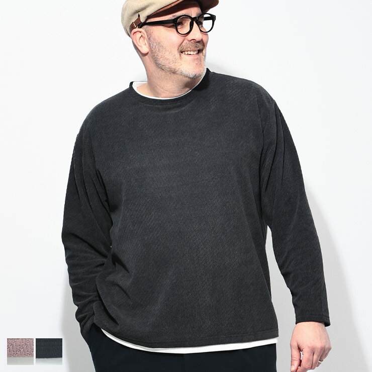 乐天商城 - B＆T CLUB (ビーアンドティークラブ) Tシャツ 長袖 メンズ 大きいサイズ モールジャガード フェイクレイヤード クルーネック 1701318 トップス カットソー ロンT 春 秋