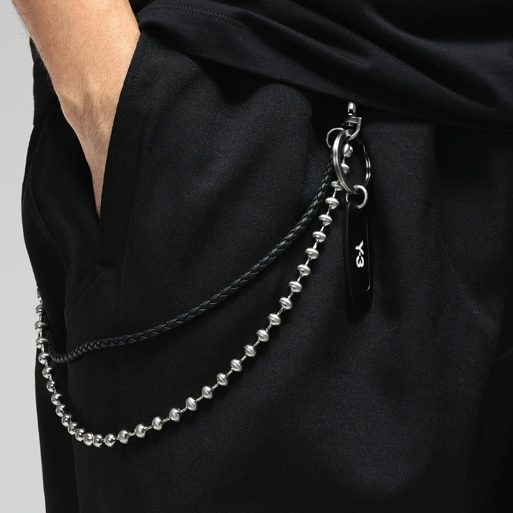 ワイスリー メンズ キーチェーン Y-3 ロゴ プレート 二連 ストラップ キーチェーン ウォレットチェーン Y3KF6454 ブランド アクセサリー シルバー プレゼント ギフト