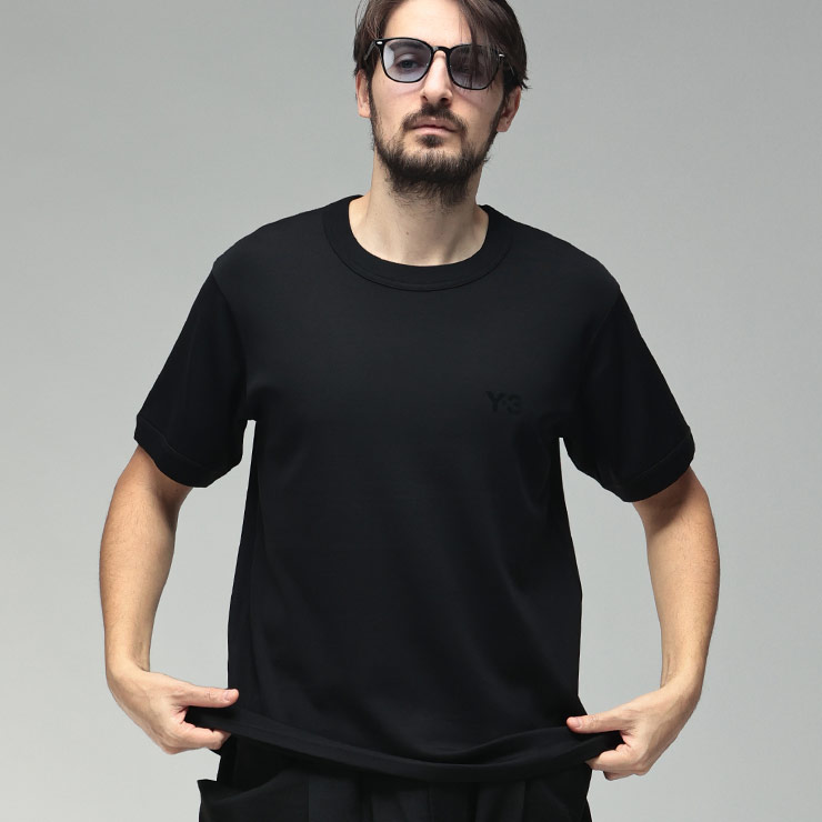 樂天商城 - ワイスリー メンズ Tシャツ 半袖 Y-3 胸ロゴ クルーネック コットン カットソー Tシャツ SLIM Y3JV6747 ブランド トップス ブラック