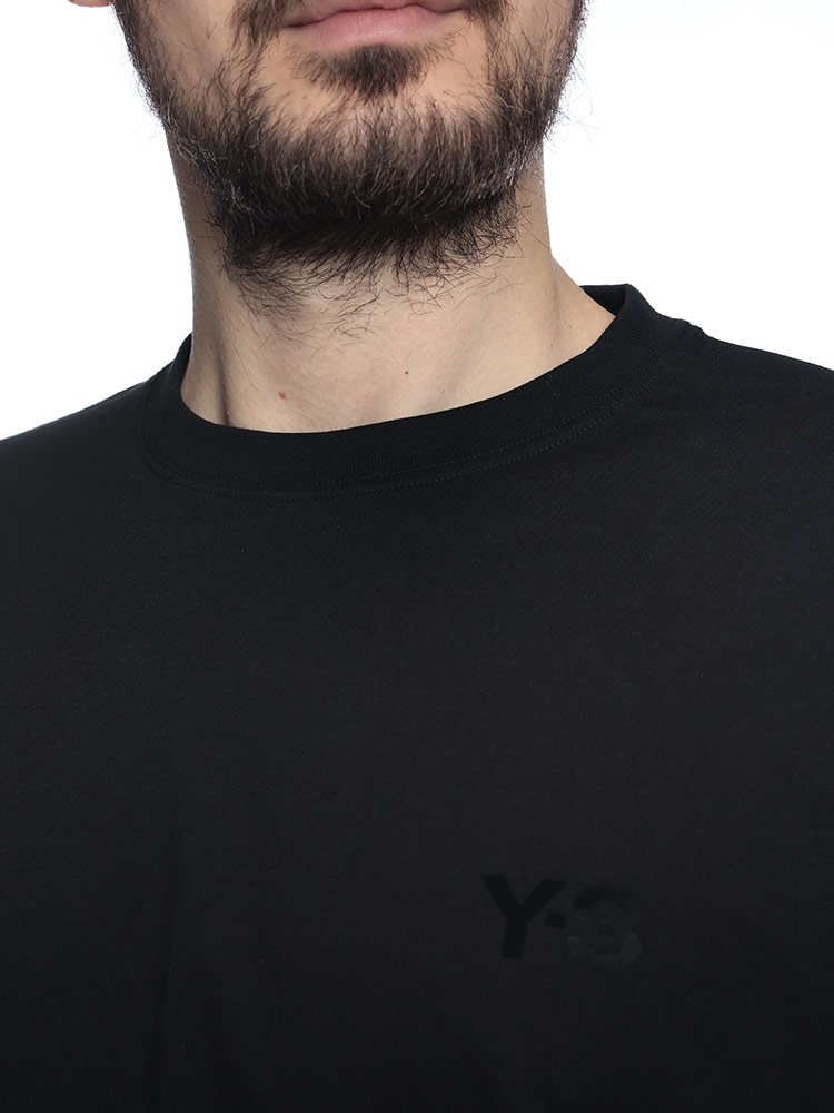 ワイスリー メンズ Tシャツ 長袖 Y-3 胸ロゴ クルーネック コットン カットソー Tシャツ Y3KQ9778 ブランド トップス ブラック