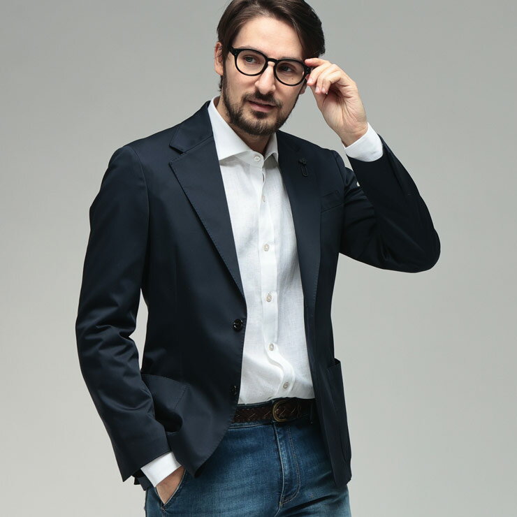 樂天商城 - ラルディーニ メンズ ジャケット LARDINI ホップサック シングル ネイビー ブレザー 紺ブレ ジャケット LD6202CN64504 ブランド アウター ネイビー sale_2_c