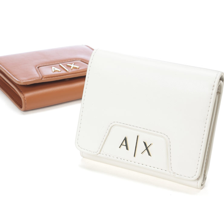 乐天商城 - アルマーニ エクスチェンジ レディース 財布 ARMANI EXCHANGE ロゴプレート 三つ折り ミニ財布 ウォレット AELW1595AF19892 ブランド 財布 ホワイト ブラウン プレゼント ギフト sale_8_a