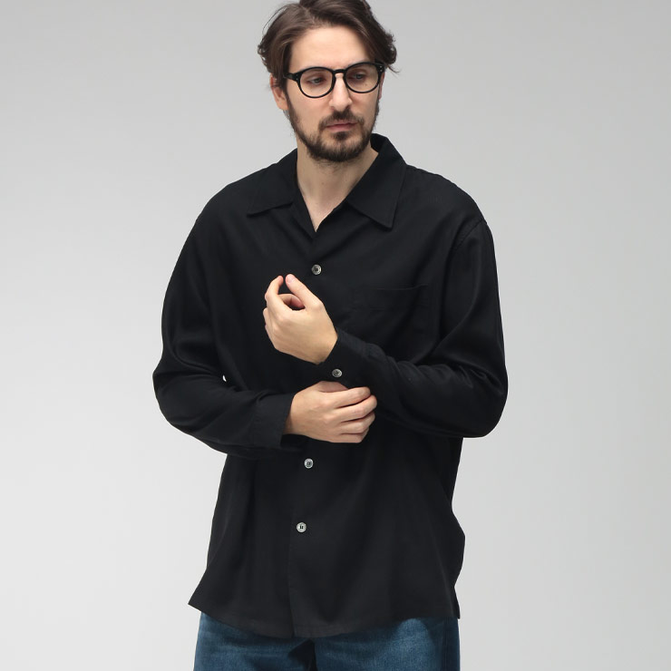 乐天商城 - アワーレガシー OUR LEGACY メンズ シャツ 長袖 無地 ポケット Yシャツ Draping Black Lyocell OLM2262EDB ブランド トップス シンプル 春 秋 sale_1_c