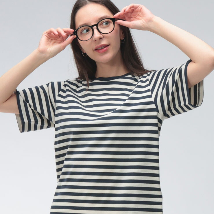 乐天商城 - MAX MARA (マックスマーラ) レディース Tシャツ 半袖 ワンポイント ボーダー クルーネック カットソー MXLVENACO6 ブランド トップス 縞柄 コットン 春 夏 sale_8_a