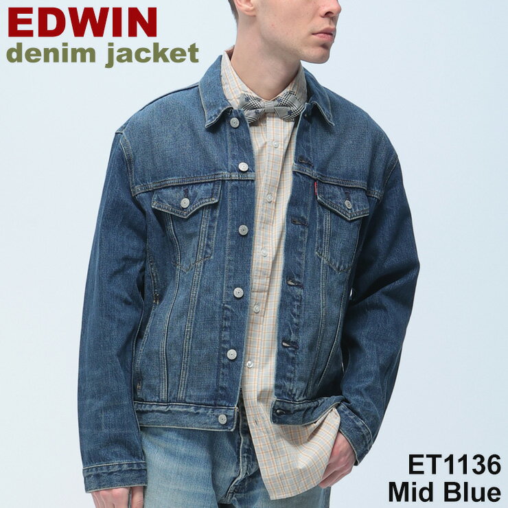 EDWIN (エドウィン) デニムジャケット Gジャン ポケット デニム ジャケット アウター ET1136136 MidBlue
