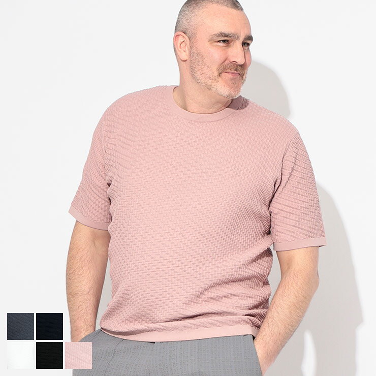 乐天商城 - ニット 半袖 メンズ 大きいサイズ ふわかる ブリスターニット クルーネック Tシャツ トップス ストレッチ 軽量 ニットT 春 夏 B＆T CLUB (ビーアンドティークラブ) SKZ360721B26S83