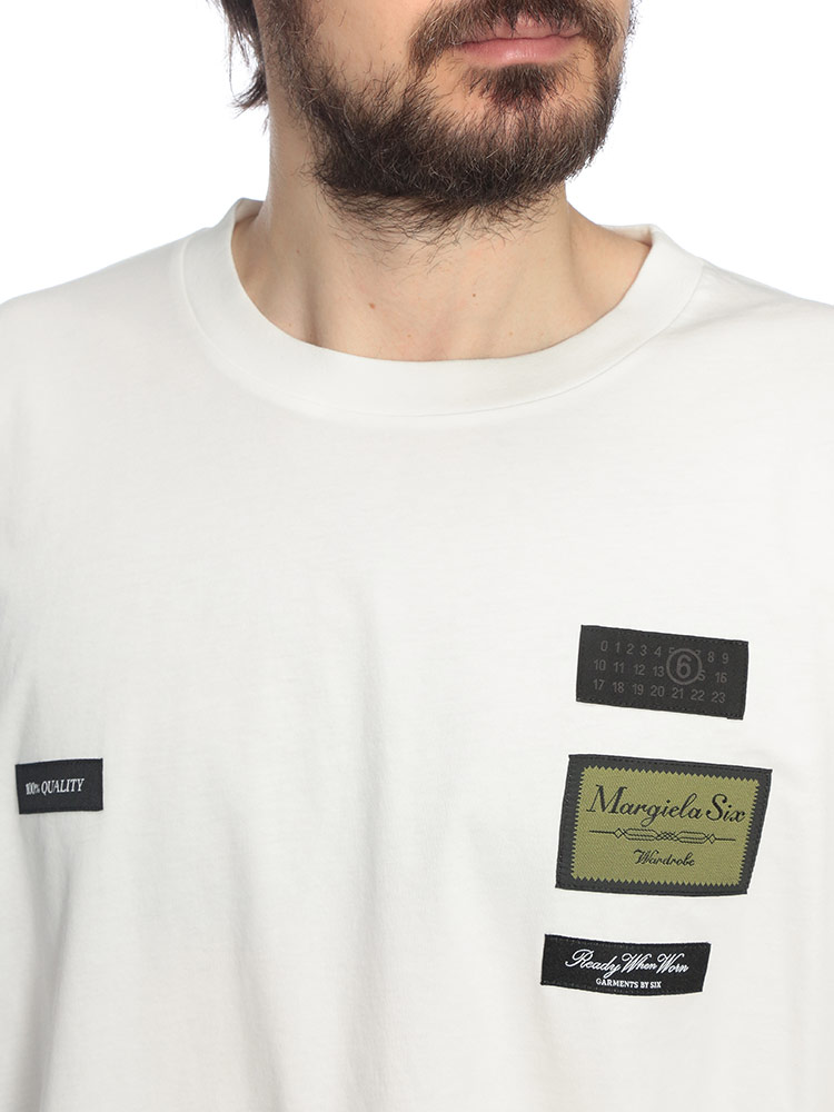 エムエムシックス メゾンマルジェラ MM6 Maison Margiela メンズ Tシャツ 長袖 ワッペン クルーネック カットソー MM6NH0023M20170 ブランド トップス コットン ロンT 春