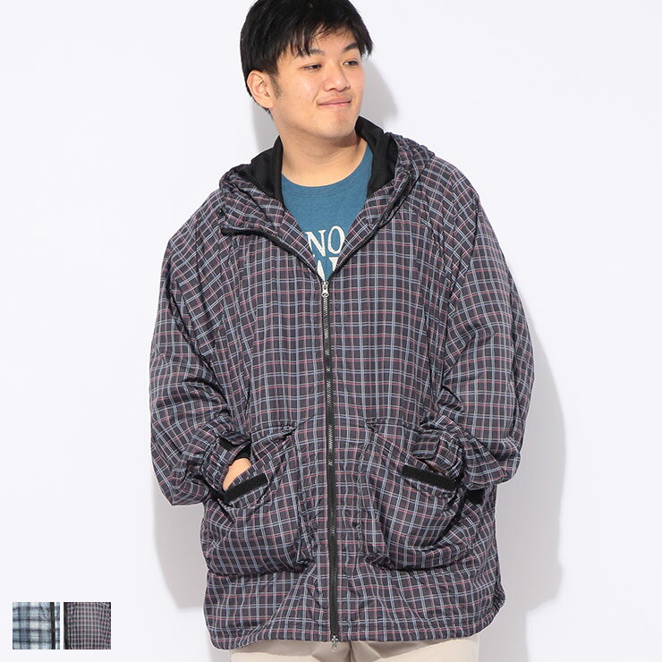 乐天商城 - B＆T CLUB (ビーアンドティークラブ) ナイロン ジャケット メンズ 大きいサイズ チェック柄 ダブルジップ ナイロン ブルゾン 1401303 ビックポケット 裏メッシュ 通気性 アウトドア