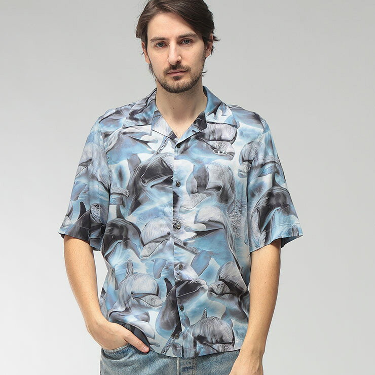 樂天商城 - ディーゼル DIESEL メンズ シャツ 半袖 ドルフィンプリント 開襟シャツ DSA201500EPCG ブランド トップス カジュアル オープンカラー 春 夏 sale_1_c