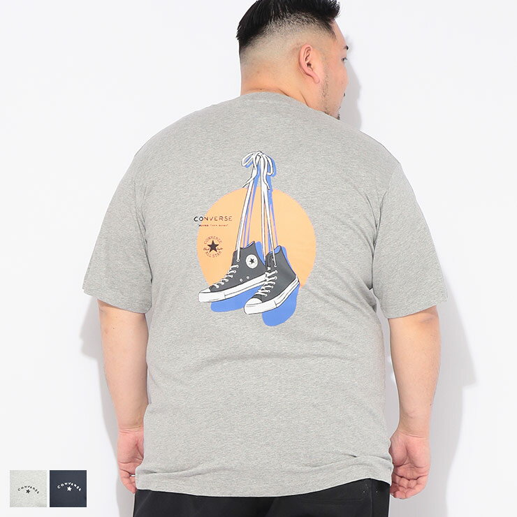 乐天商城 - CONVERSE (コンバース) Tシャツ 半袖 メンズ 大きいサイズ バックシューズプリント クルーネック カットソー 62605106 トップス コットン プリント 春 夏
