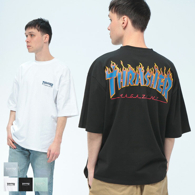 樂天商城 - THRASHER (スラッシャー) Tシャツ 半袖 メンズ FLAMEロゴ クルーネック カットソー TH24SU03R トップス コットン プリント 春 夏