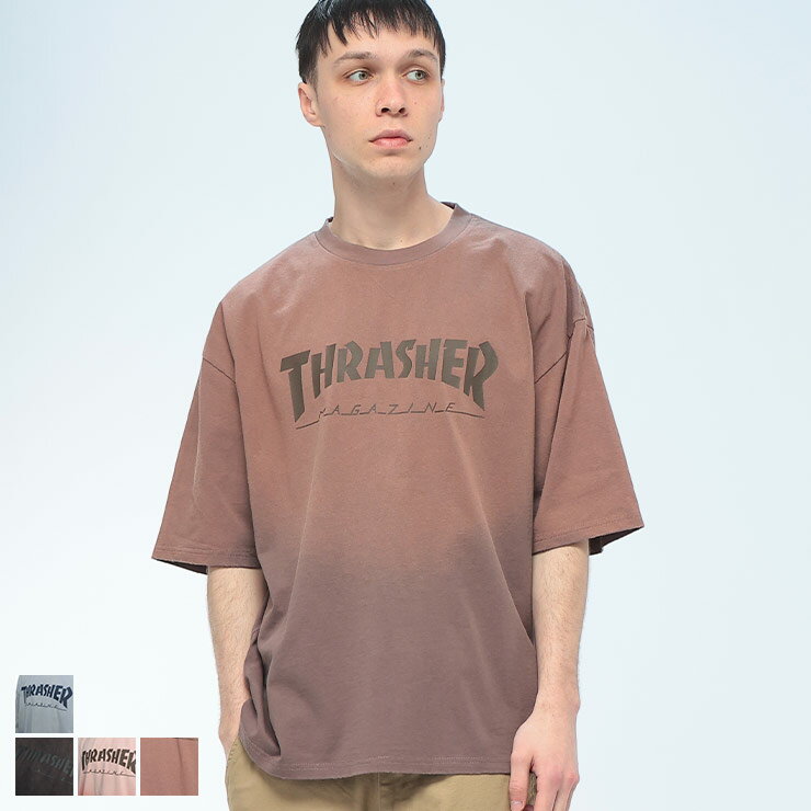 乐天商城 - THRASHER (スラッシャー) Tシャツ 半袖 メンズ ヴィンテージ ダメージ クルーネック カットソー TH25SU13R トップス コットン プリント 春 夏