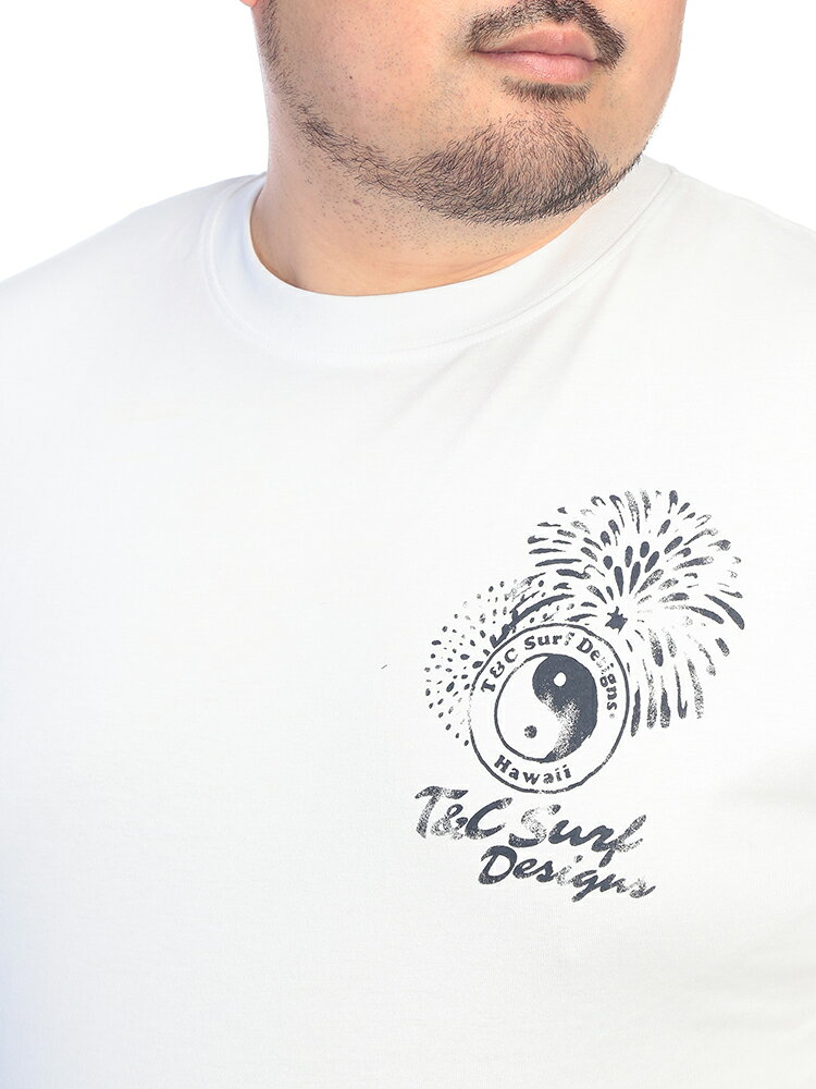 T-shirt Camisetas Hombres Gran Tamaño Fuego de fuego Backprint Cutso Cutso Tops Impresión de algodón Primavera Verano T&C Surf Designs Diseño de tiendas de surf 3L 4L 5L Blanco Negro — vista 3