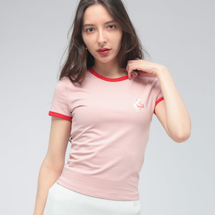 ディーゼル DIESEL レディース Tシャツ 半袖 T-UNCUTIES-LONG-S12 ピッグモチーフ スリムフィット クルーネック カットソー DSLA219190QHHA ブランド トップス Tシャツ ショート丈 春 夏