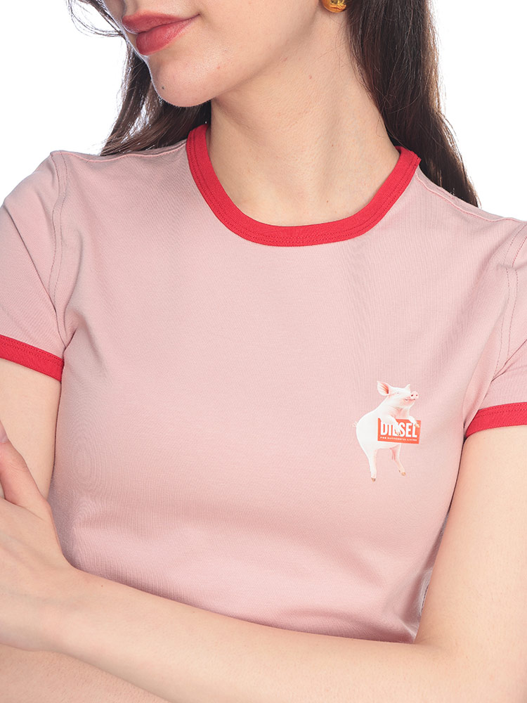 ディーゼル DIESEL レディース Tシャツ 半袖 T-UNCUTIES-LONG-S12 ピッグモチーフ スリムフィット クルーネック カットソー DSLA219190QHHA ブランド トップス Tシャツ ショート丈 春 夏 sale_8_a zenmall-10123819 ゼンオンライン楽天市場店 サンプル画像3