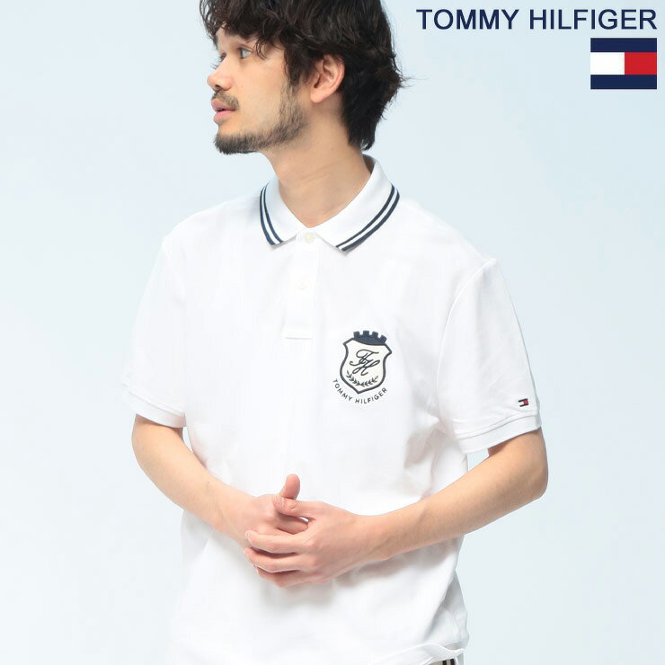乐天商城 - TOMMY HILFIGER (トミーヒルフィガー) ポロシャツ 半袖 メンズ 胸ロゴ 衿ライン シャツ PIQUE BADGE REG POLO MW0MW43061 トップス ワッペン コットン 春 夏