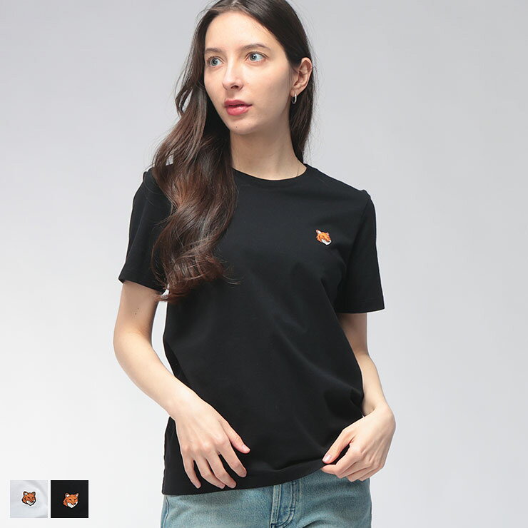 樂天商城 - メゾンキツネ Maison Kitsune レディース Tシャツ 半袖 ワンポイント 刺繍 FOX HEAD REGULAR KNLW00113KJ7026 ブランド トップス コットン 春 夏 sale_8_a