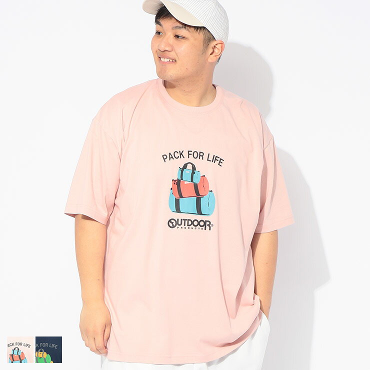 乐天商城 - OUTDOOR PRODUCTS (アウトドアプロダクツ) Tシャツ 半袖 ドラムバック メンズ 大きいサイズ ドラムバック トラベルプリント クルーネック カットソー C5637E トップス Tシャツ カットソー 涼しい